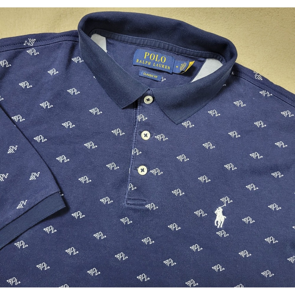 Polo Ralph Lauren Classic Fit Mens Medium All Over RPL‎ Stretch Knit Polo